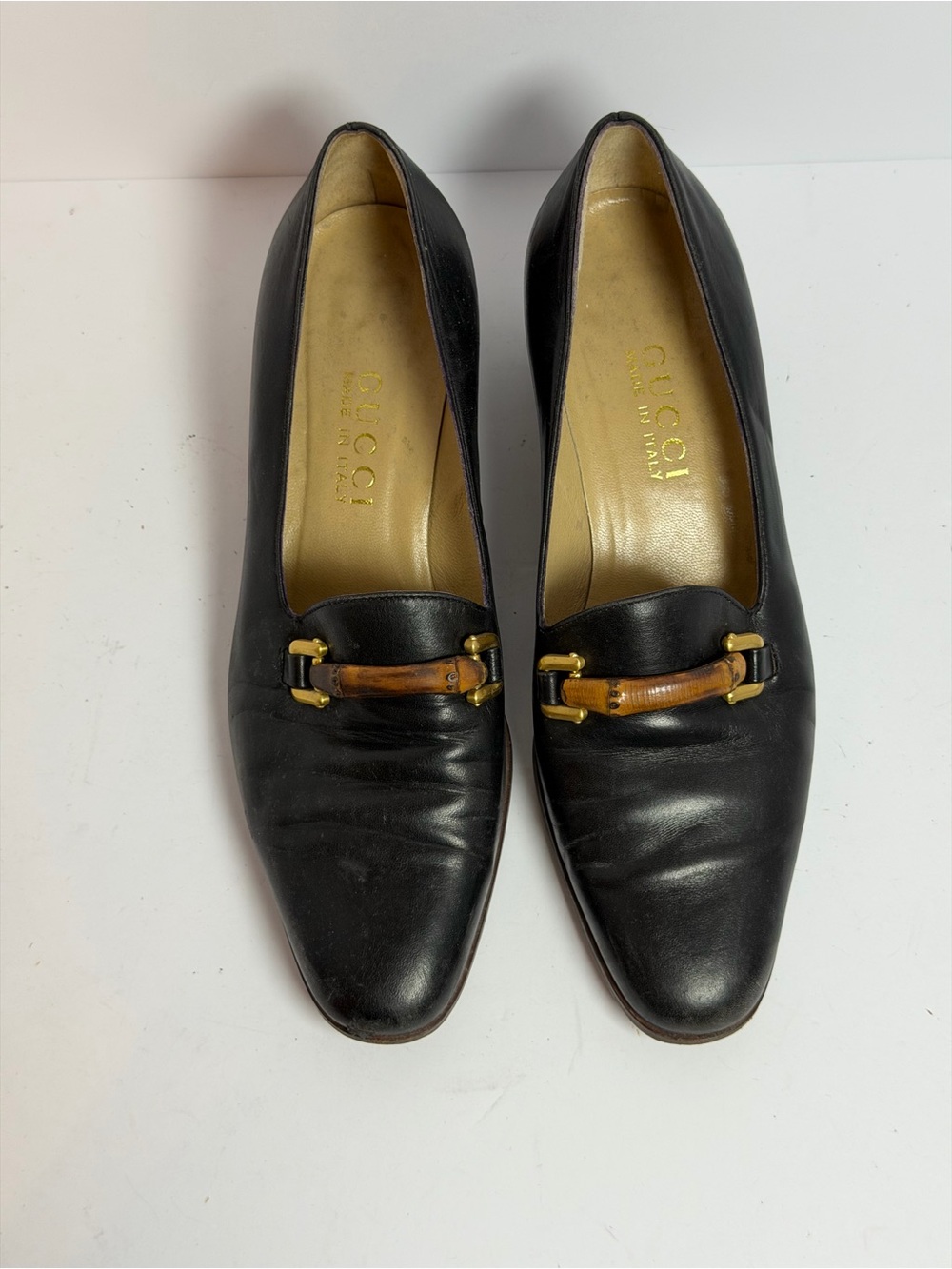 Gucci Black Leather Bamboo Details Loafers Size 36.5 PROJECT - Picture 3 of 11